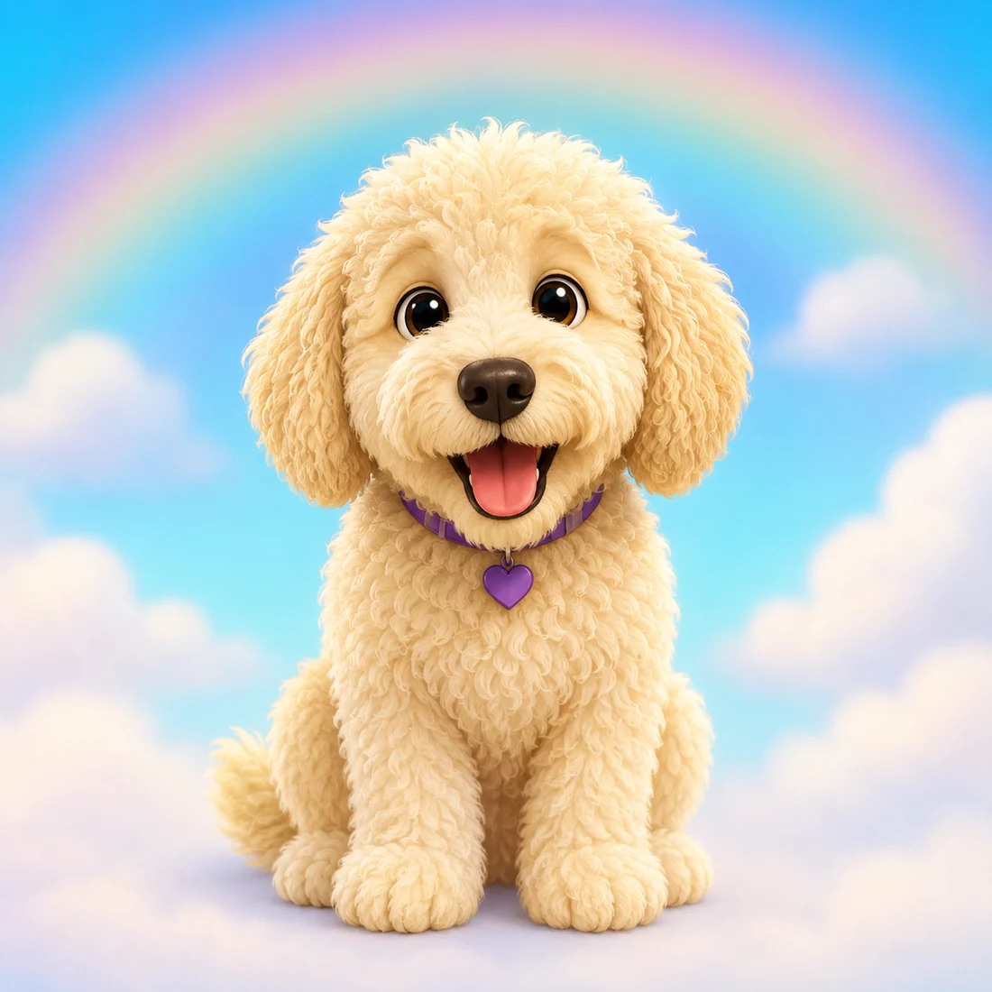 Teddy, a smiling fluffy cream-coloured puppy.